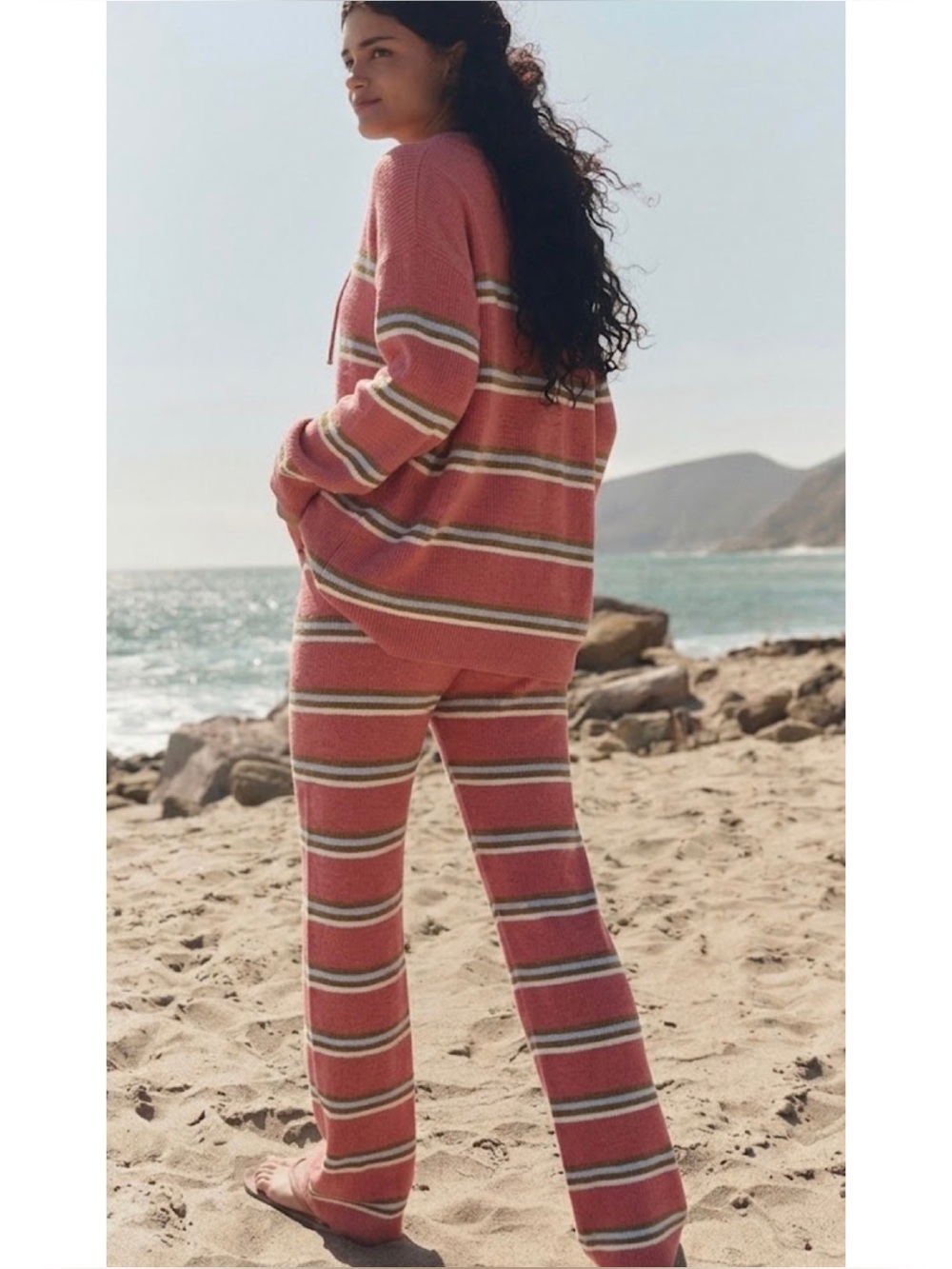FP Beach Mariner Striped Sweater Knit Wide Leg Pants